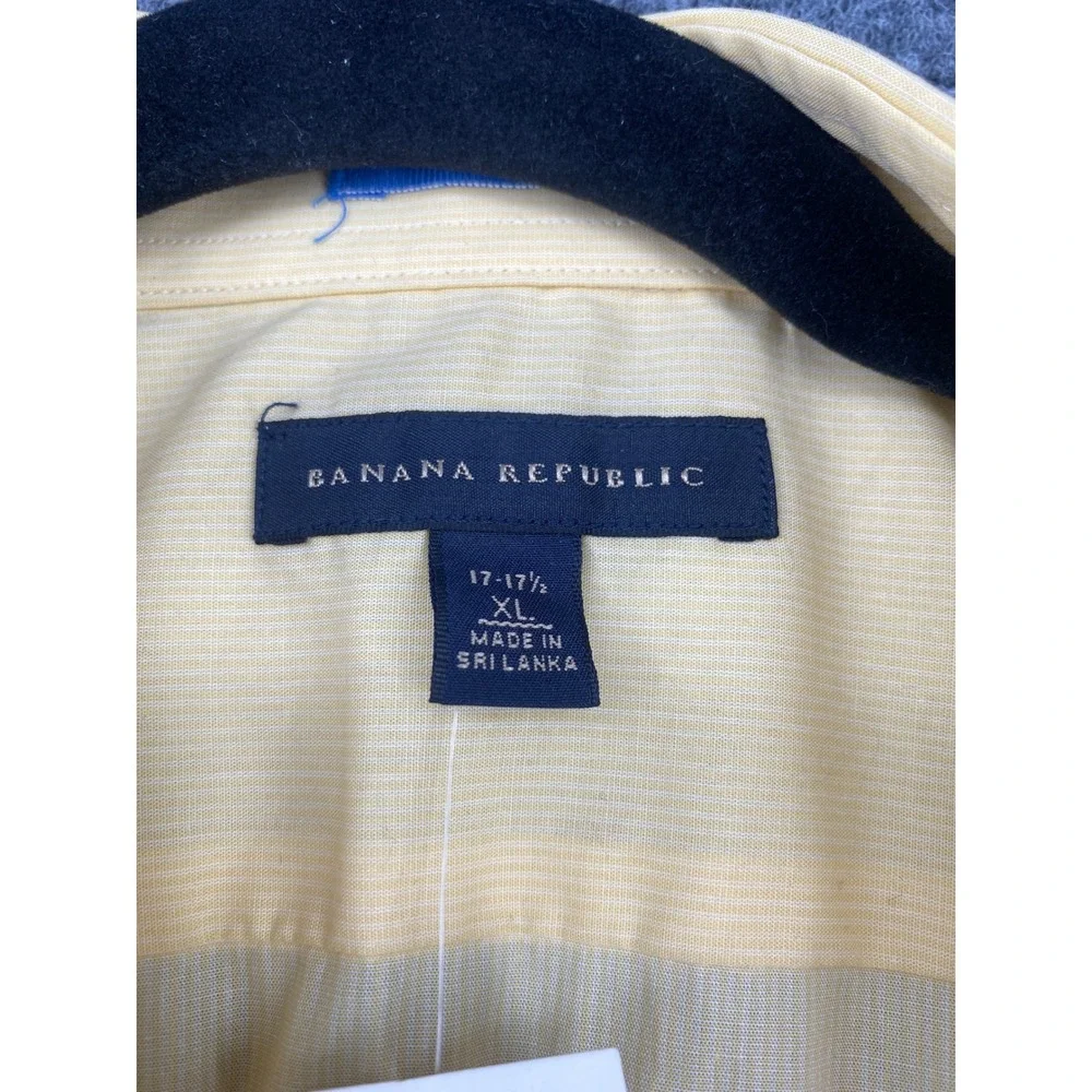 Banana Republic Shirt Mens XL Yellow Micro Stripe Short Sleeve Button Down New